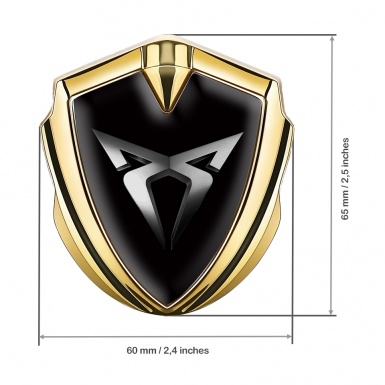 Seat Cupra Fender Metal Domed Emblem Gold Black Base Metallic Logo