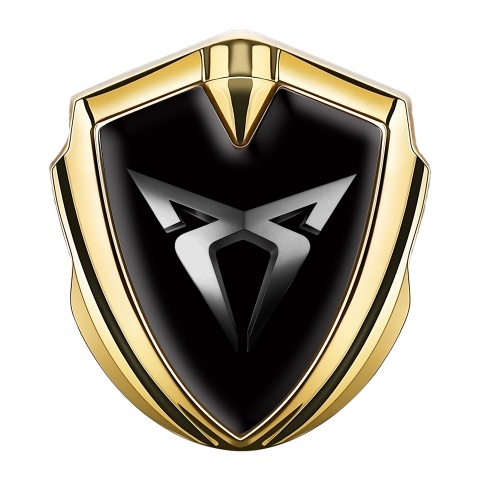 Seat Cupra Fender Metal Domed Emblem Gold Black Base Metallic Logo
