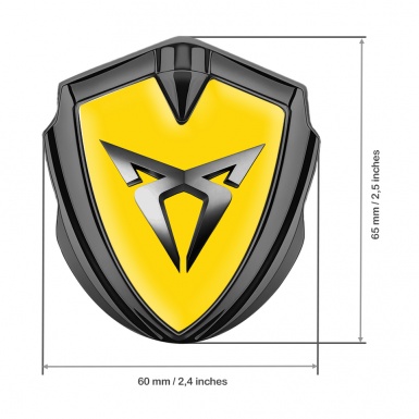 Seat Cupra Metal Emblem Self Adhesive Graphite Yellow Base Steel Logo Motif