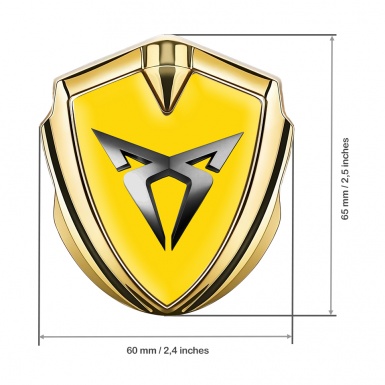 Seat Cupra Metal Emblem Self Adhesive Gold Yellow Base Steel Logo Motif