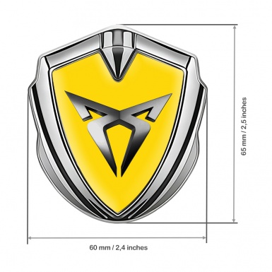 Seat Cupra Metal Emblem Self Adhesive Silver Yellow Base Steel Logo Motif