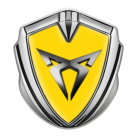 Seat Cupra Metal Emblem Self Adhesive Silver Yellow Base Steel Logo Motif