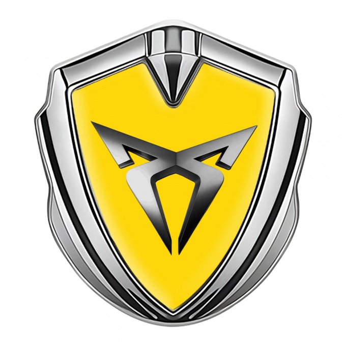 Seat Cupra Metal Emblem Self Adhesive Silver Yellow Base Steel Logo Motif