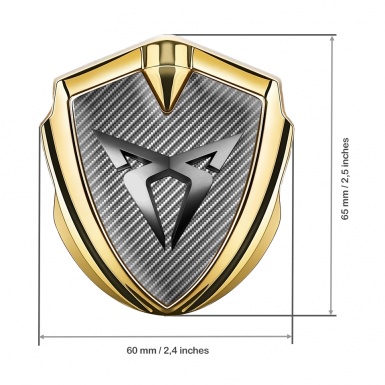 Seat Cupra 3D Car Metal Domed Emblem Gold Light Carbon Steel Logo Motif