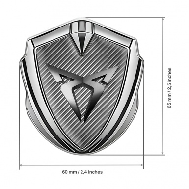 Seat Cupra 3D Car Metal Domed Emblem Silver Light Carbon Steel Logo Motif