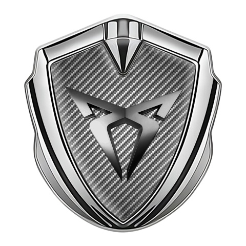 Seat Cupra 3D Car Metal Domed Emblem Silver Light Carbon Steel Logo Motif