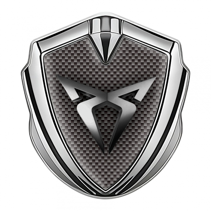 Seat Cupra Fender Emblem Badge Silver Brown Carbon Stylish Design