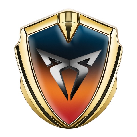 Seat Cupra Trunk Emblem Badge Gold Color Gradient Steel Logo Motif