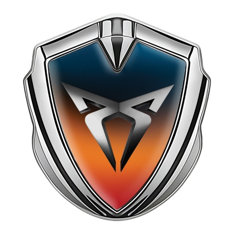 Seat Cupra Trunk Emblem Badge Silver Color Gradient Steel Logo Motif