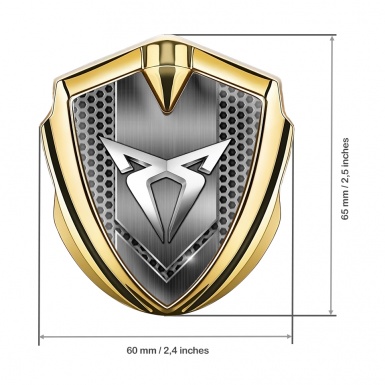 Seat Cupra 3D Car Metal Domed Emblem Gold Hexagon Light Logo Motif