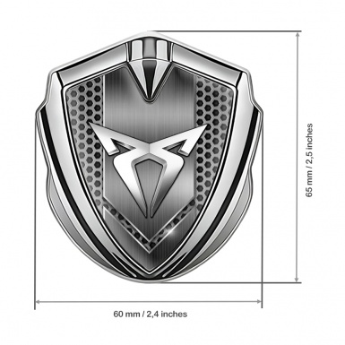 Seat Cupra 3D Car Metal Domed Emblem Silver Hexagon Light Logo Motif