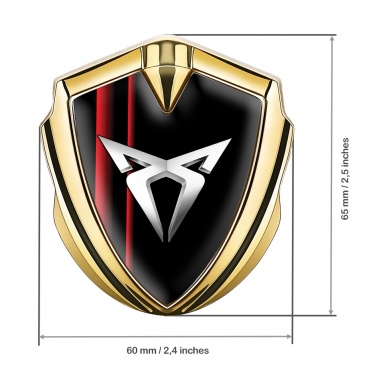 Seat Cupra Bodyside Domed Emblem Gold Black Red Aesthetic Stripes