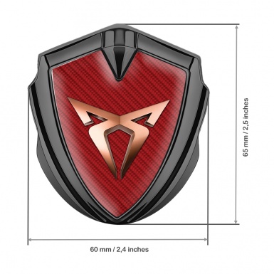 Seat Cupra Fender Emblem Badge Graphite Red Carbon Fiber Copper Motif