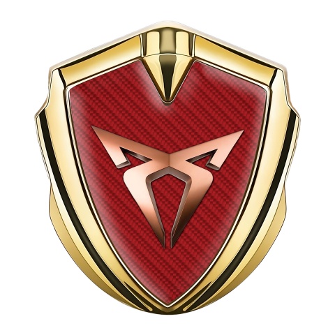 Seat Cupra Fender Emblem Badge Gold Red Carbon Fiber Copper Motif