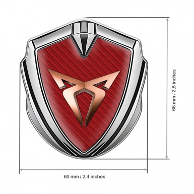 Seat Cupra Fender Emblem Badge Silver Red Carbon Fiber Copper Motif