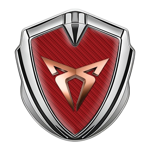 Seat Cupra Fender Emblem Badge Silver Red Carbon Fiber Copper Motif