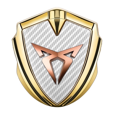 Seat Cupra Trunk Emblem Badge Gold White Carbon Effect Copper Logo