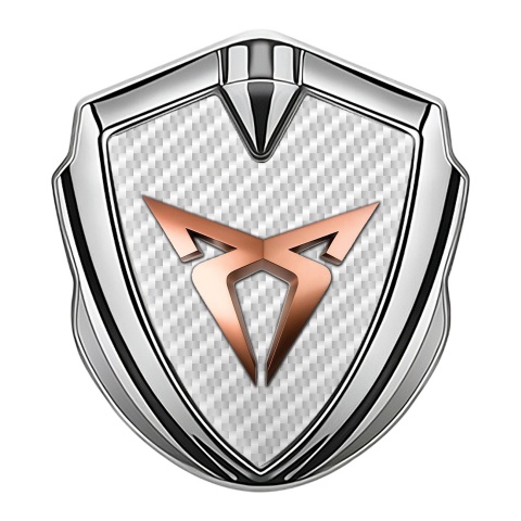 Seat Cupra Trunk Emblem Badge Silver White Carbon Effect Copper Logo