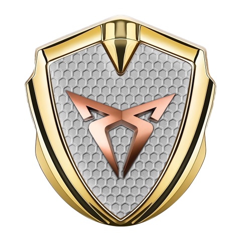 Seat Cupra Trunk Metal Emblem Badge Gold Honeycomb Bronze Motif
