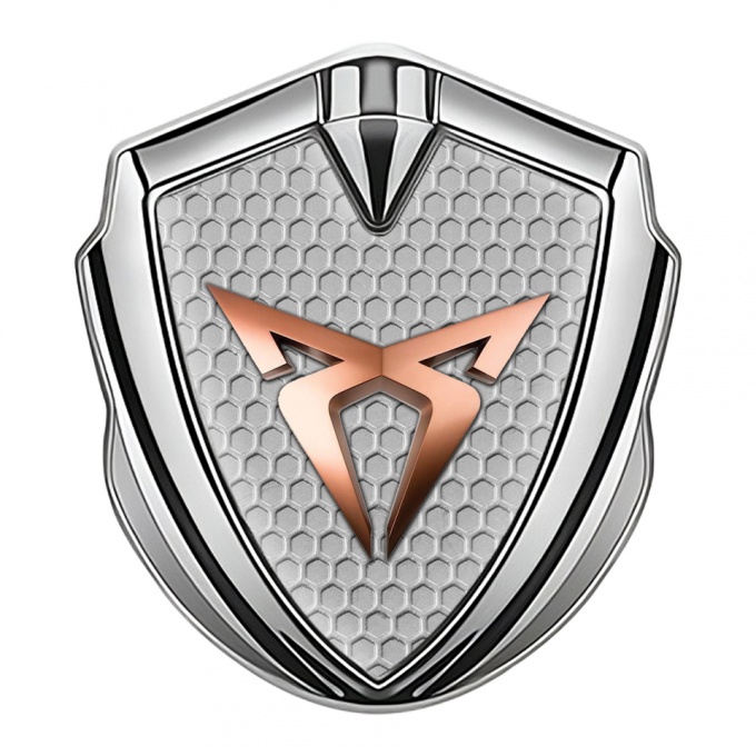 Seat Cupra Trunk Metal Emblem Badge Silver Honeycomb Bronze Motif