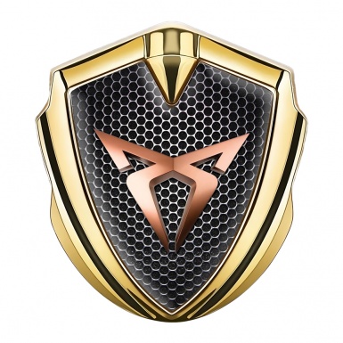 Seat Cupra 3D Car Metal Domed Emblem Gold Grate Motif Bronze Logo
