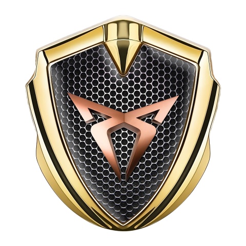 Seat Cupra 3D Car Metal Domed Emblem Gold Grate Motif Bronze Logo