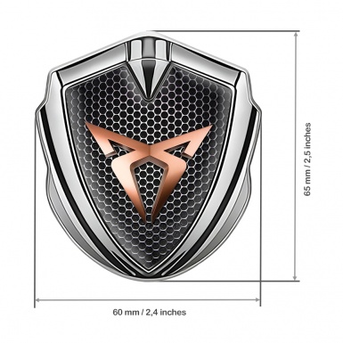 Seat Cupra 3D Car Metal Domed Emblem Silver Grate Motif Bronze Logo