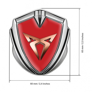Seat Cupra Bodyside Badge Self Adhesive Silver Red Base Bronze Effect