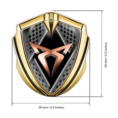 Seat Cupra Trunk Emblem Badge Gold Bladed Mesh Base Copper Motif