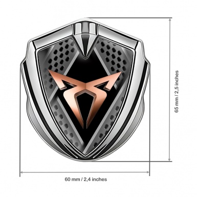 Seat Cupra Trunk Emblem Badge Silver Bladed Mesh Base Copper Motif