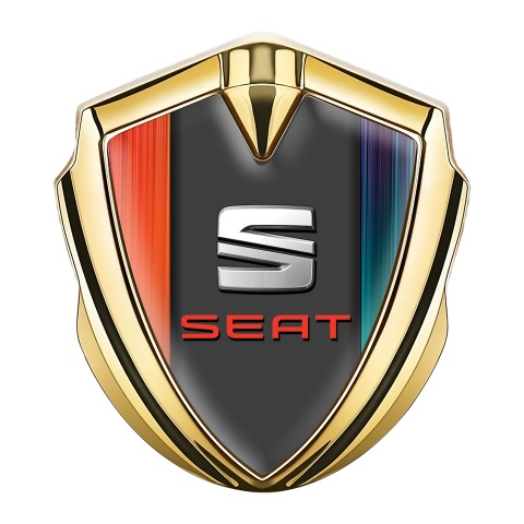 Seat Bodyside Domed Badge Gold Color Gradient Center Beveled Logo