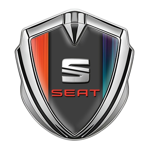 Seat Bodyside Domed Badge Silver Color Gradient Center Beveled Logo