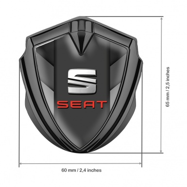 Seat Bodyside Badge Self Adhesive Graphite Greyscale Plates Red Logo