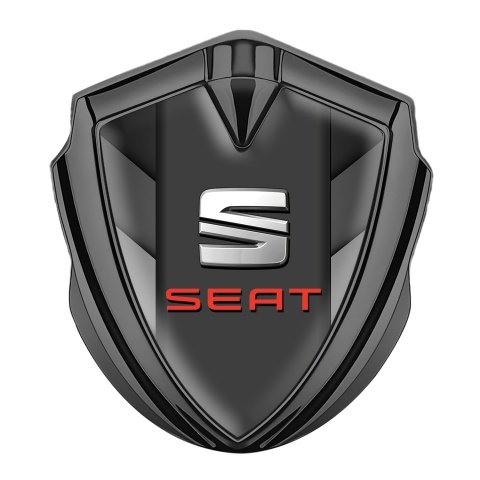 Seat Bodyside Badge Self Adhesive Graphite Greyscale Plates Red Logo
