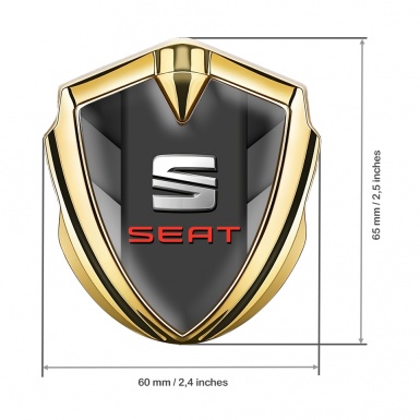 Seat Bodyside Badge Self Adhesive Gold Greyscale Plates Red Logo