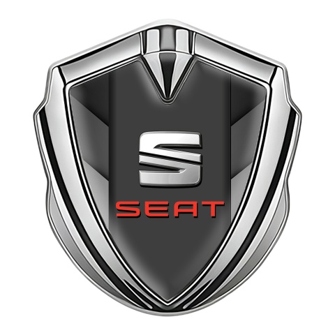 Seat Bodyside Badge Self Adhesive Silver Greyscale Plates Red Logo