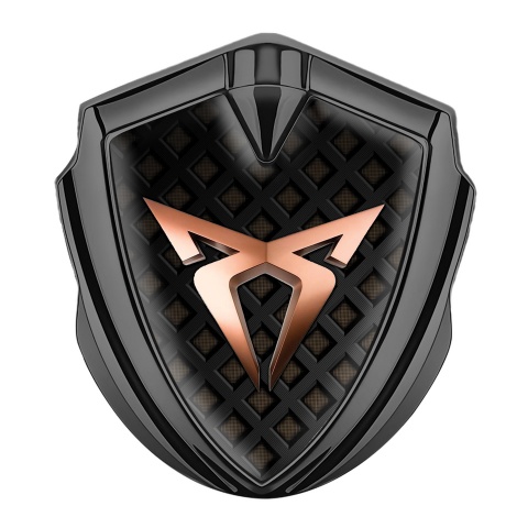 Seat Cupra 3D Car Metal Domed Emblem Graphite Brown Grate Copper Logo