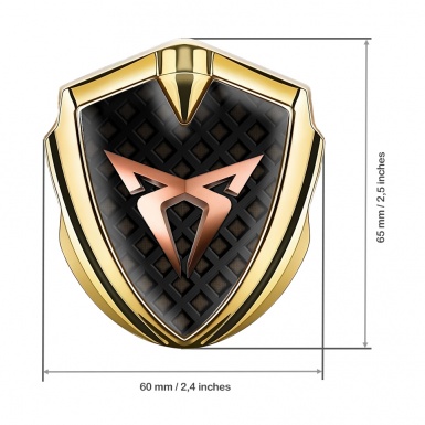 Seat Cupra 3D Car Metal Domed Emblem Gold Brown Grate Copper Logo