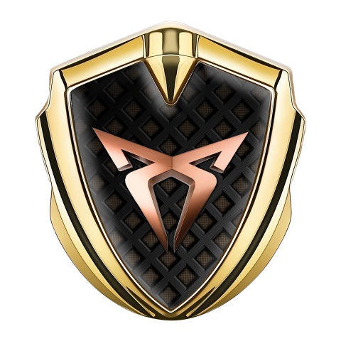 Seat Cupra 3D Car Metal Domed Emblem Gold Brown Grate Copper Logo