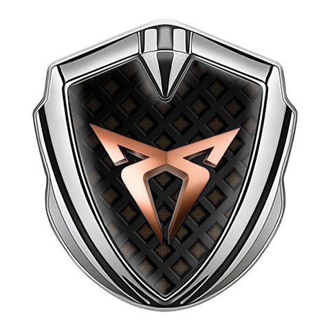 Seat Cupra 3D Car Metal Domed Emblem Silver Brown Grate Copper Logo