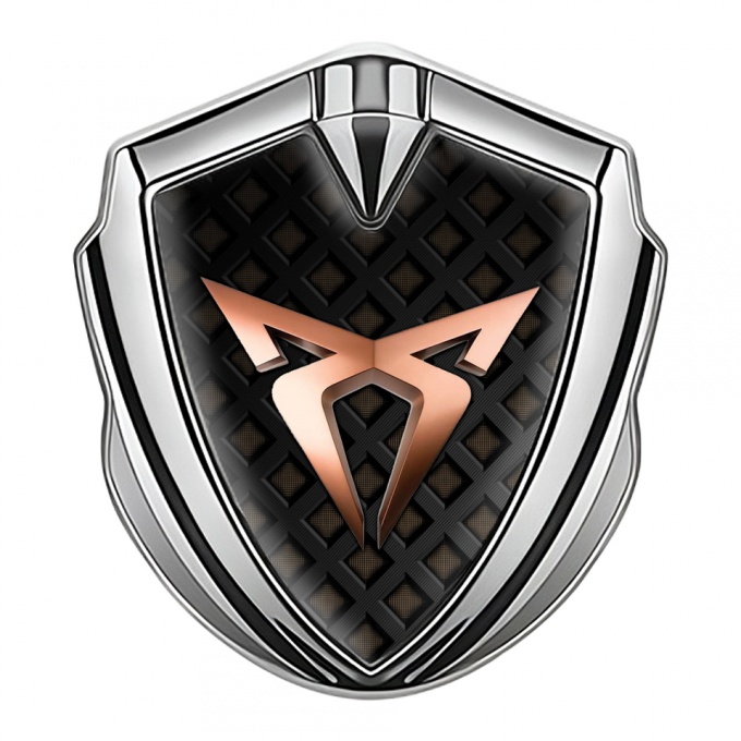 Seat Cupra 3D Car Metal Domed Emblem Silver Brown Grate Copper Logo