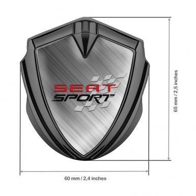 Seat Sport Metal Emblem Self Adhesive Graphite Brushed Aluminum Motif