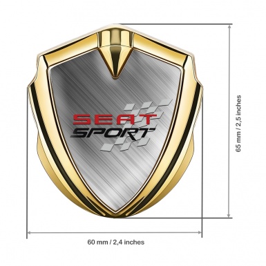 Seat Sport Metal Emblem Self Adhesive Gold Brushed Aluminum Motif