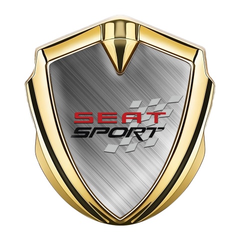 Seat Sport Metal Emblem Self Adhesive Gold Brushed Aluminum Motif