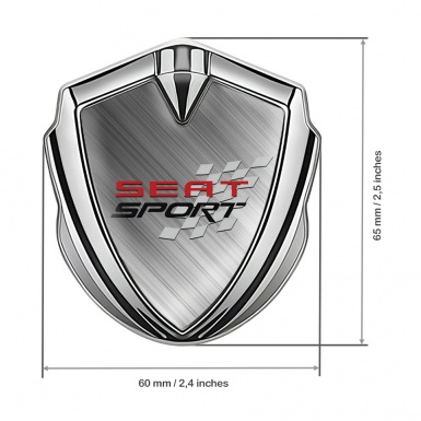 Seat Sport Metal Emblem Self Adhesive Silver Brushed Aluminum Motif