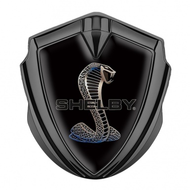 Ford Shelby Metal Emblem Self Adhesive Graphite Black Bluish Cobra