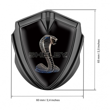Ford Shelby Metal Emblem Self Adhesive Graphite Black Bluish Cobra