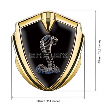 Ford Shelby Metal Emblem Self Adhesive Gold Black Bluish Cobra