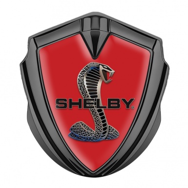 Ford Shelby 3D Car Metal Domed Emblem Graphite Red Base Metallic Cobra