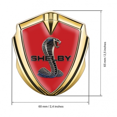 Ford Shelby 3D Car Metal Domed Emblem Gold Red Base Metallic Cobra